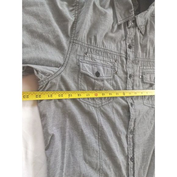 Legacy Edition Men's Long-sleeved Button Up Shirt Size Large Pockets Gray Cotton - Picture 7 of 10